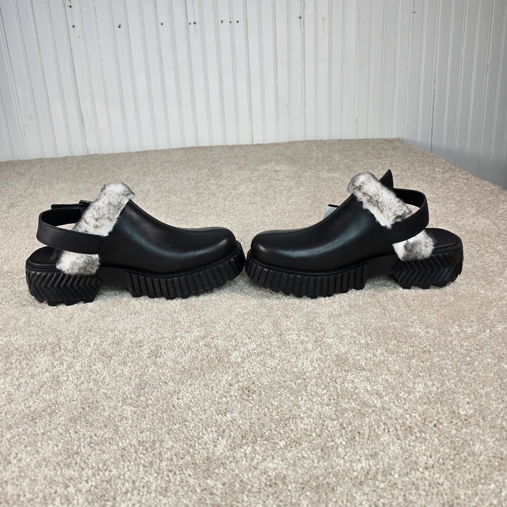 Sorel Ona Ave Mule Black Sea Salt Leather‎ Faux Fur Platform Clog NL5150-010 7.5 - Picture 4 of 8